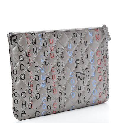 Chanel Metallic Lambskin Quilted Medium Data Center Cosmetic Case Silver 3 of 8