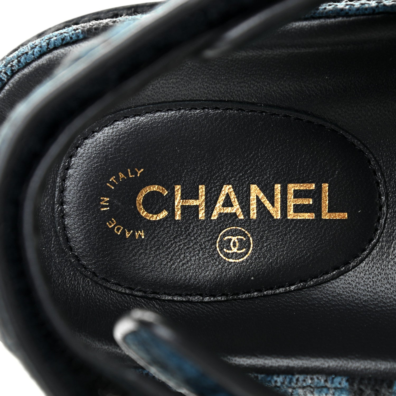 Chanel Denim Velcro Dad Sandals 38 Dark Grey Blue Black 6 of 7