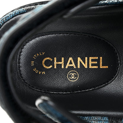 Chanel Denim Velcro Dad Sandals 38 Dark Grey Blue Black 6 of 7