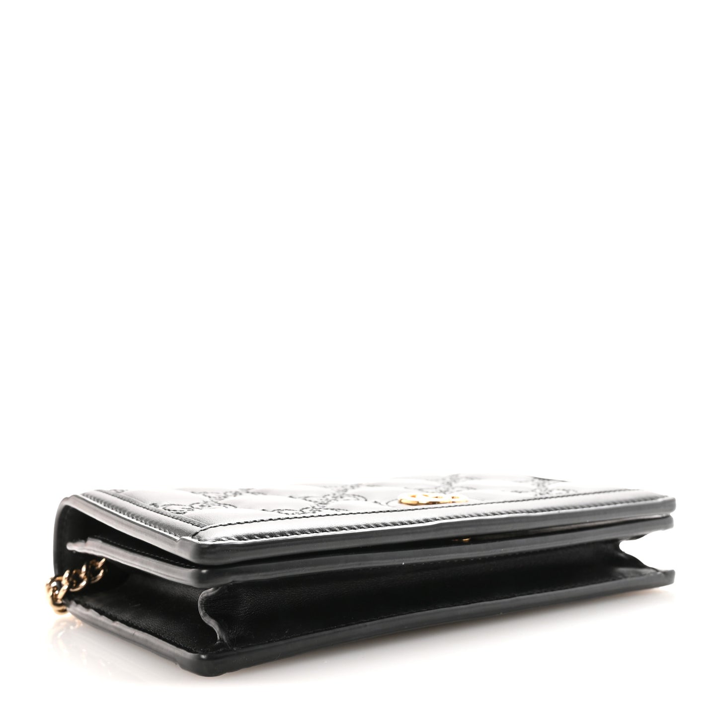 Calfskin GG Matelasse Chain Wallet Black