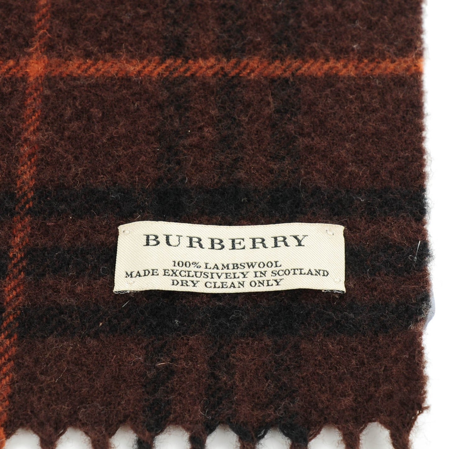 Wool Check Fringe Scarf Dark Brown