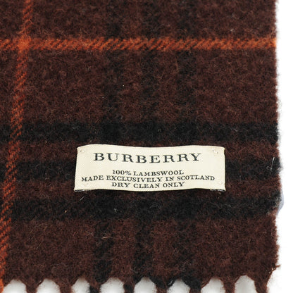 Burberry Wool Check Fringe Scarf Dark Brown 4 of 5