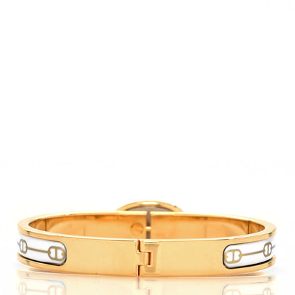 Hermes Enamel Mini Farandole Clic Chaine D'Ancre Bracelet Or White 3 of 5