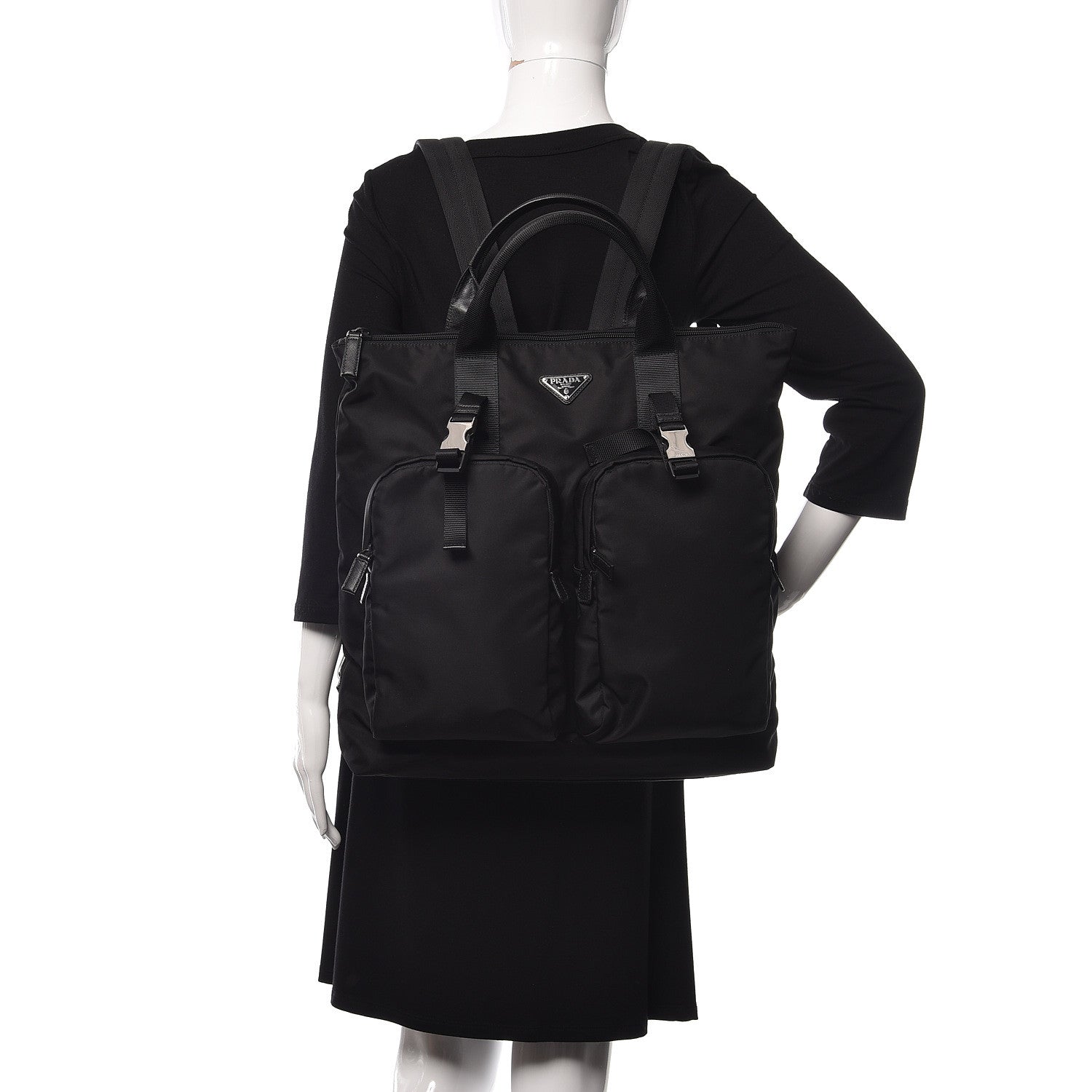 Prada Tessuto Nylon Montagna Tote Backpack Black 2 of 10