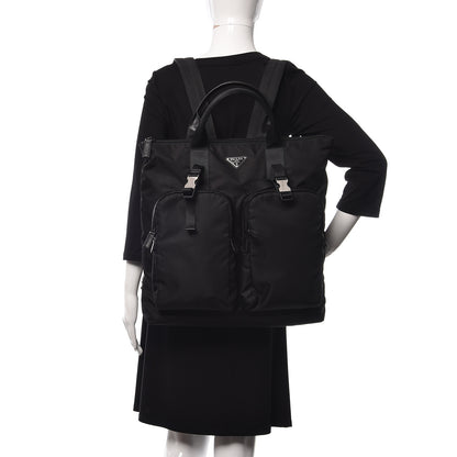 Prada Tessuto Nylon Montagna Tote Backpack Black 2 of 10