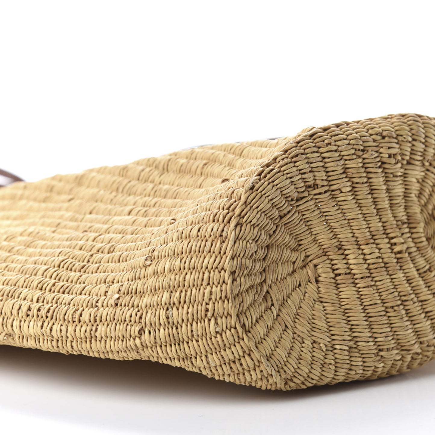 Raffia Calfskin Shell Tote Tan