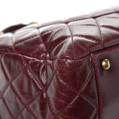 Chanel Glazed Calfskin Castle Rock Large Flap Burgundy 12 of 15