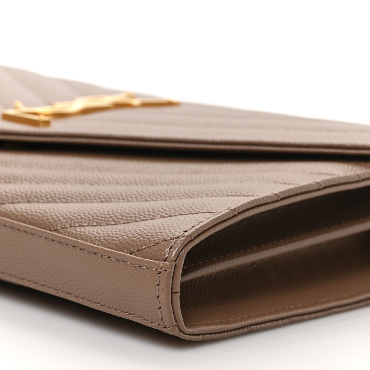 Grain De Poudre Matelasse Chevron Monogram Chain Wallet Taupe