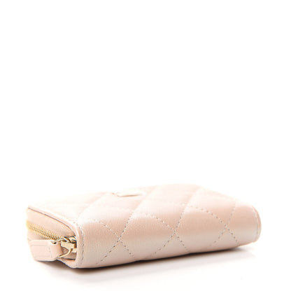 Chanel Iridescent Calfskin Quilted Zip Coin Purse Wallet Beige 4 of 8