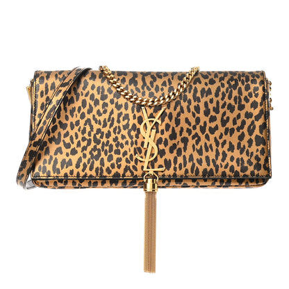 Saint Laurent Calfskin Leopard Print Monogram Tassel Kate 99 Naturale 1 of 9