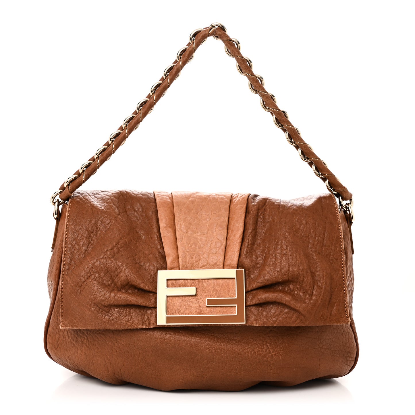 Crinkled Lambskin Mia Shoulder Flap Camel