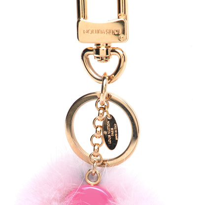 Louis Vuitton Resin Wood Mink Fur Vivienne Bag Charm Key Holder Pink 5 of 9