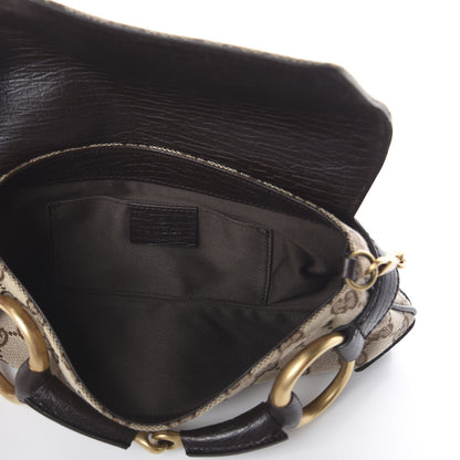 Gucci Monogram Horsebit Clutch Dark Brown 4 of 7