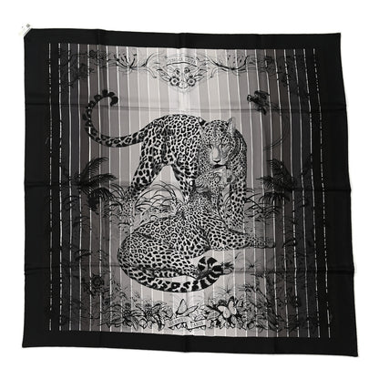 Hermes Silk Jungle Love Rainbow Scarf 90 Black Gris White 1 of 6