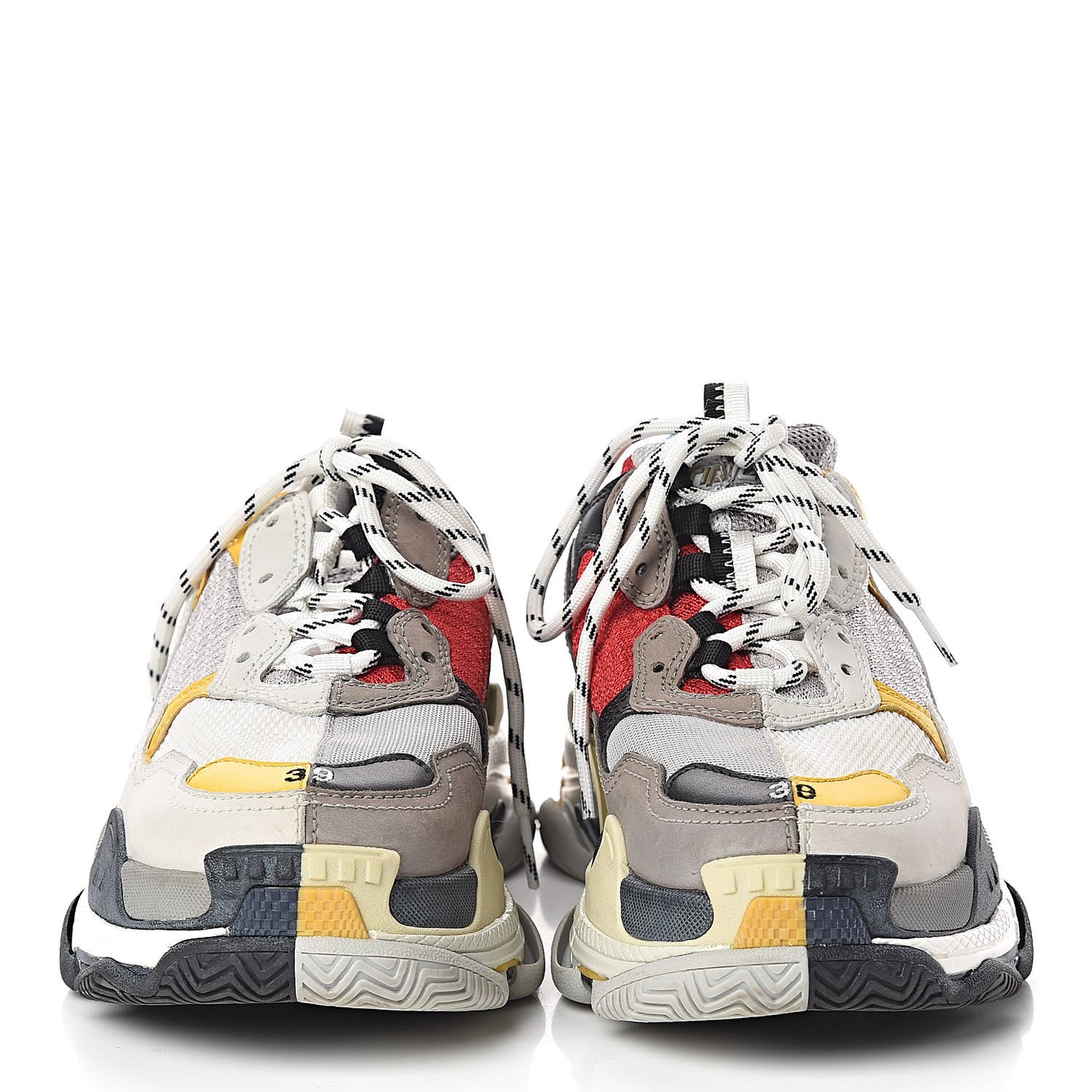 Fabric Mesh Half & Half Colorways Mens Triple S Sneakers 39 Grey Blue Rouge Jaune Black