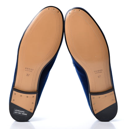 Gucci Velvet Horsebit Womens Jordaan Loafers 37 Blue Cobalt 6 of 10