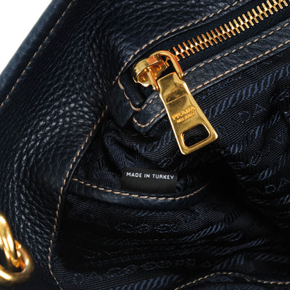 Prada Coated Jacquard Logo Tote Blue 7 of 8