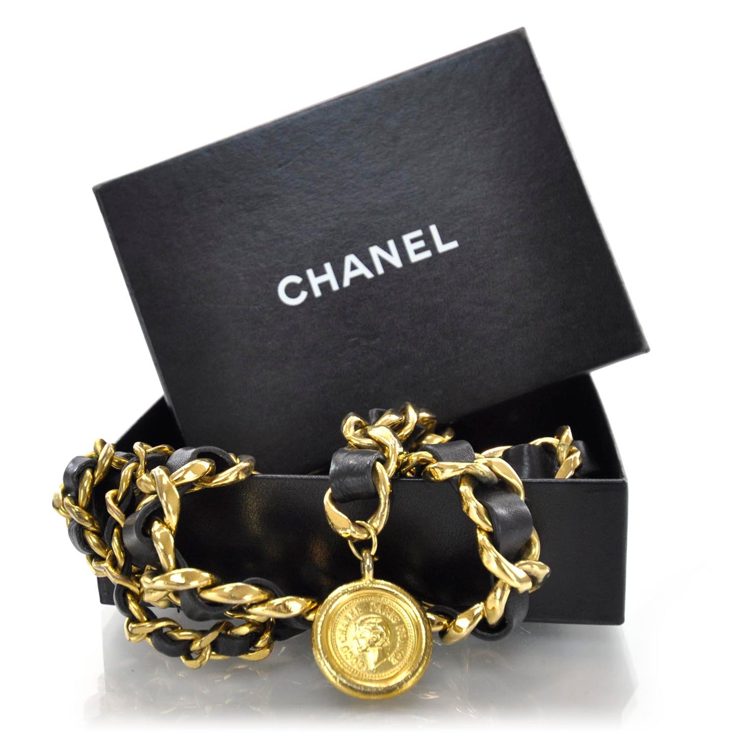 Leather Chain CC Coin Belt Gold