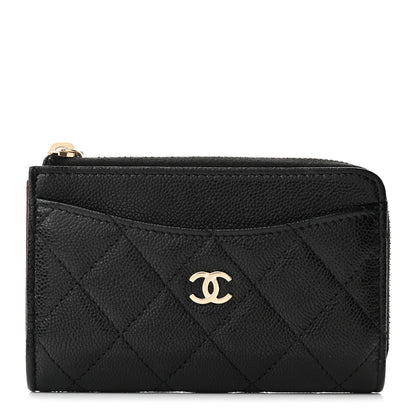 Chanel Caviar Quilted Zip Card Holder Black 1 of 9