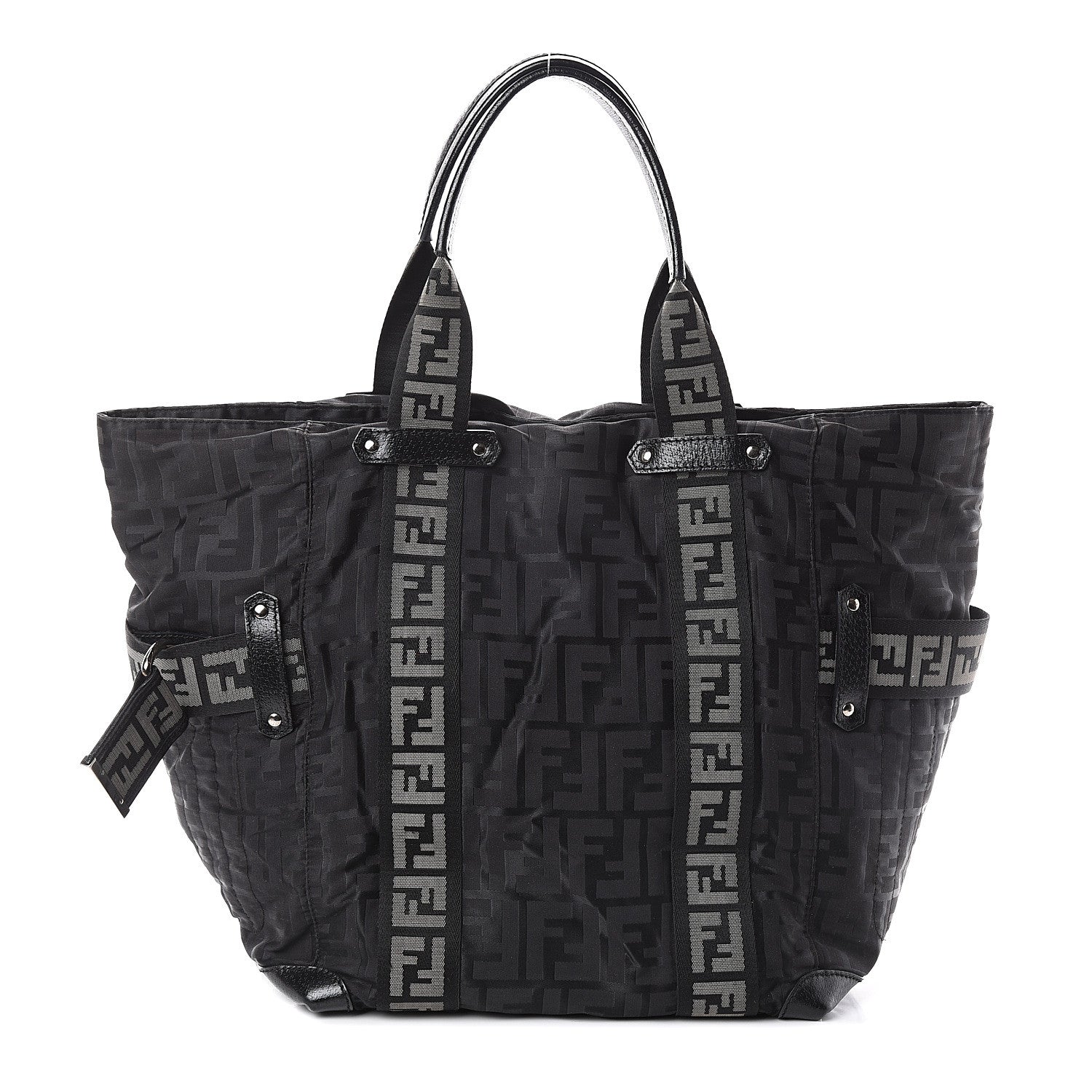 Fendi Zucca Cinghiale Large Zip Code Shopping Tote Black 1 of 10