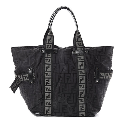 Fendi Zucca Cinghiale Large Zip Code Shopping Tote Black 1 of 10