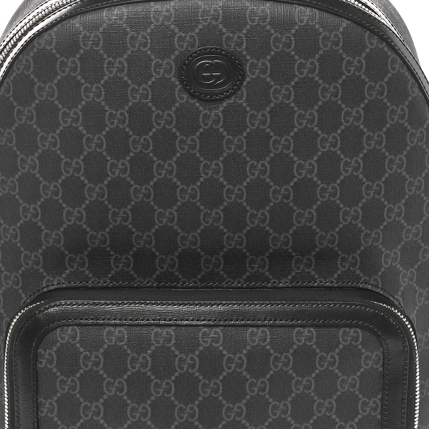 GG Supreme Monogram Textured Calfskin Retro Interlocking G Backpack Black
