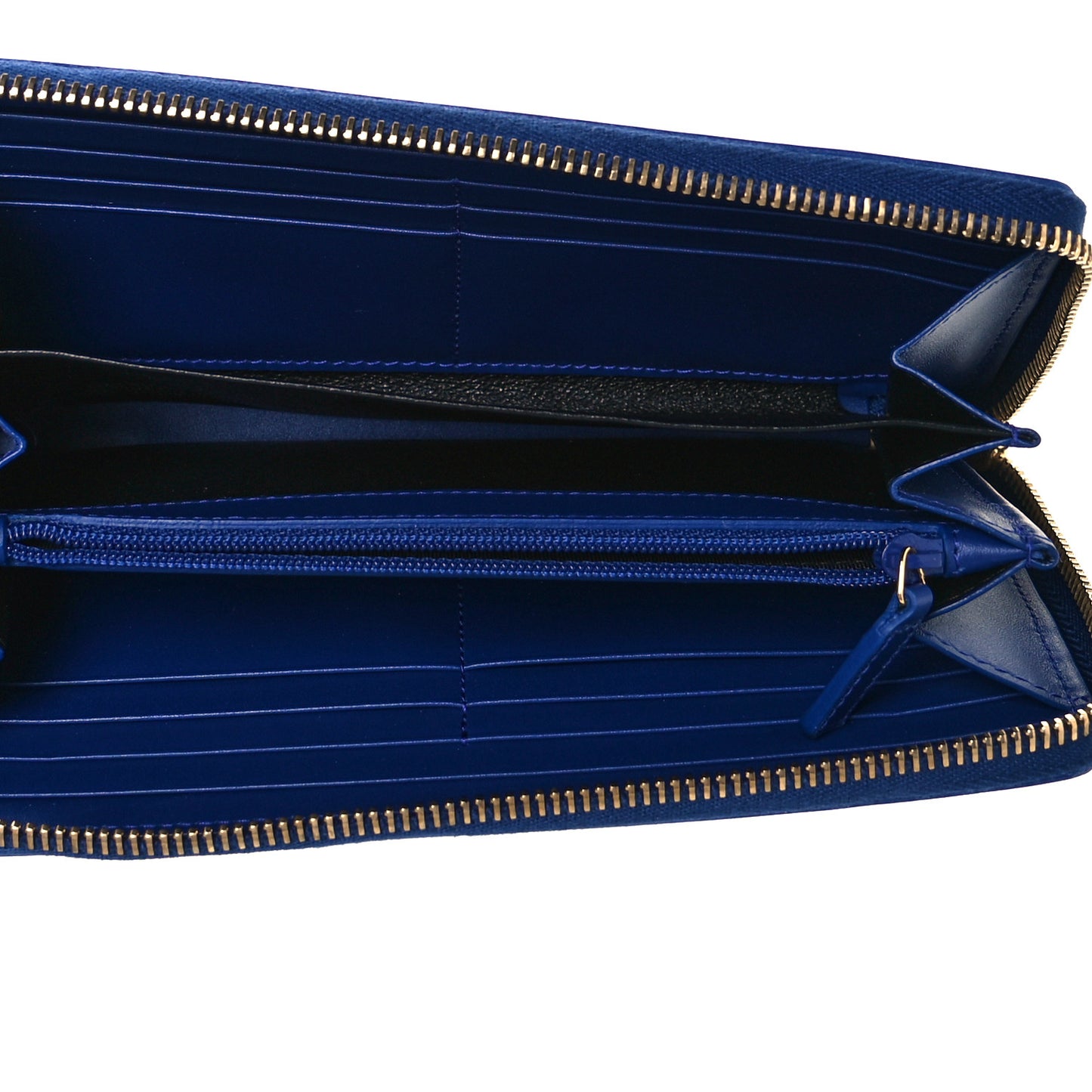 Patent Calfskin Belle De Jour Zip Around Wallet Royal Blue