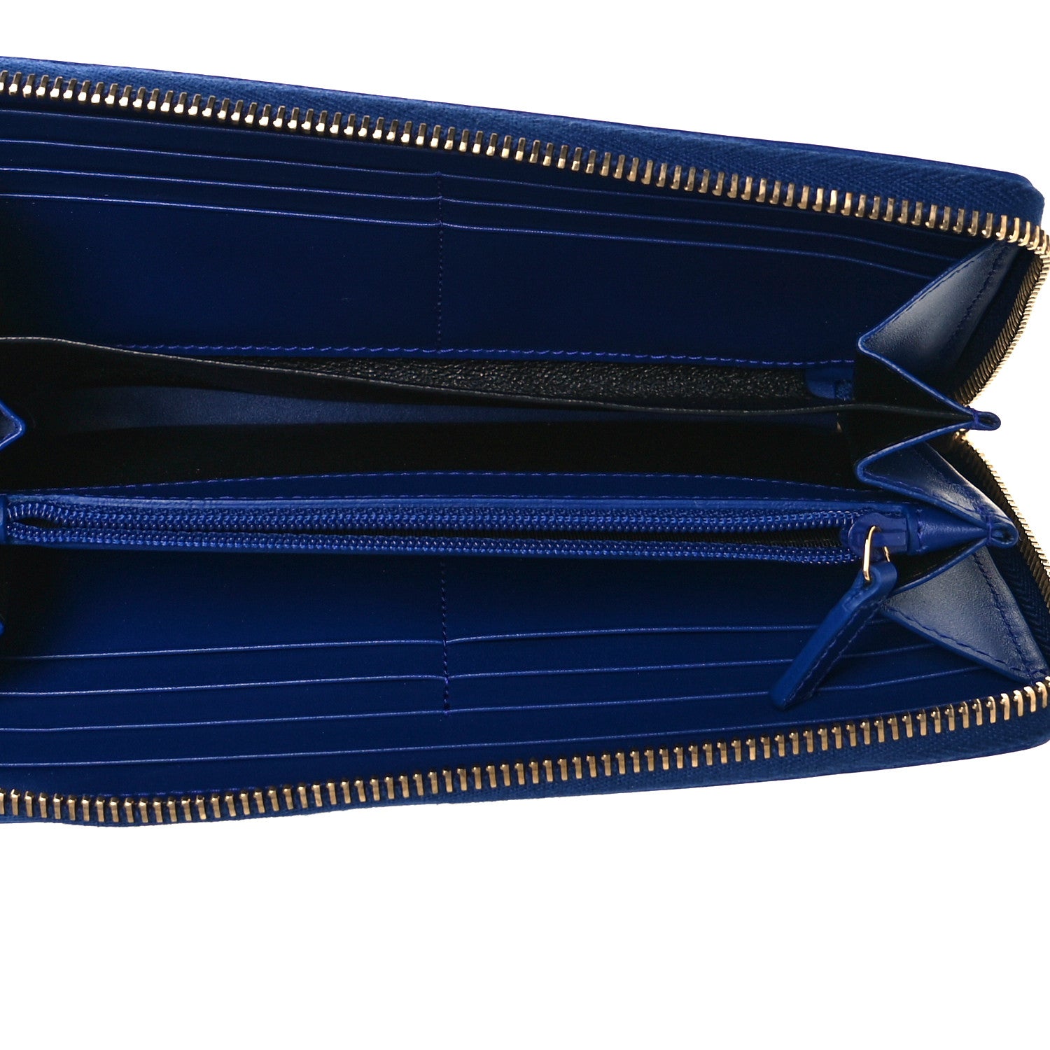 Saint Laurent Patent Calfskin Belle De Jour Zip Around Wallet Royal Blue 5 of 8