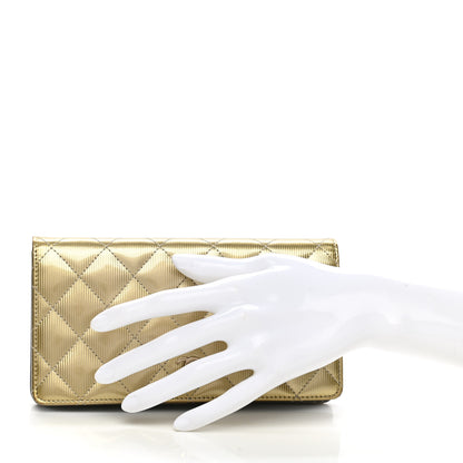Chanel Striated Patent Yen Wallet Gold 2 of 9