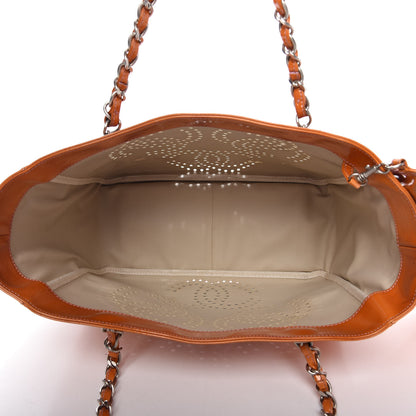 Chanel Patent Perforated CC Shopping Tote Orange 5 of 12