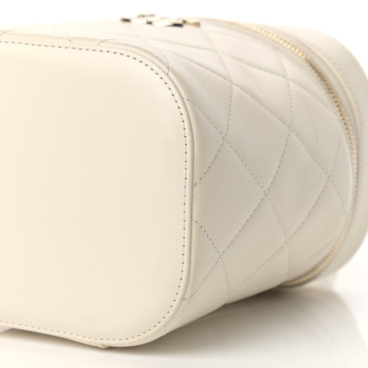 Lambskin Quilted Trendy Vanity Case White