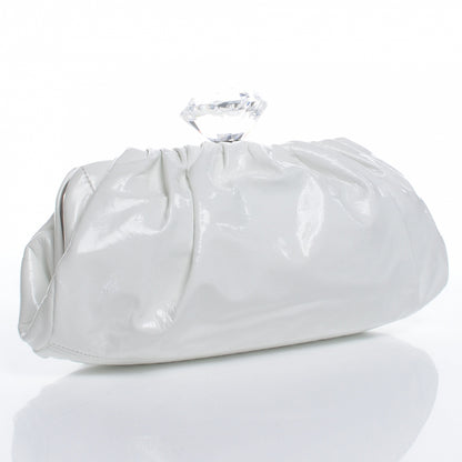 Chanel Vinyl Diamond Kiss Lock Clutch Ivory 3 of 8