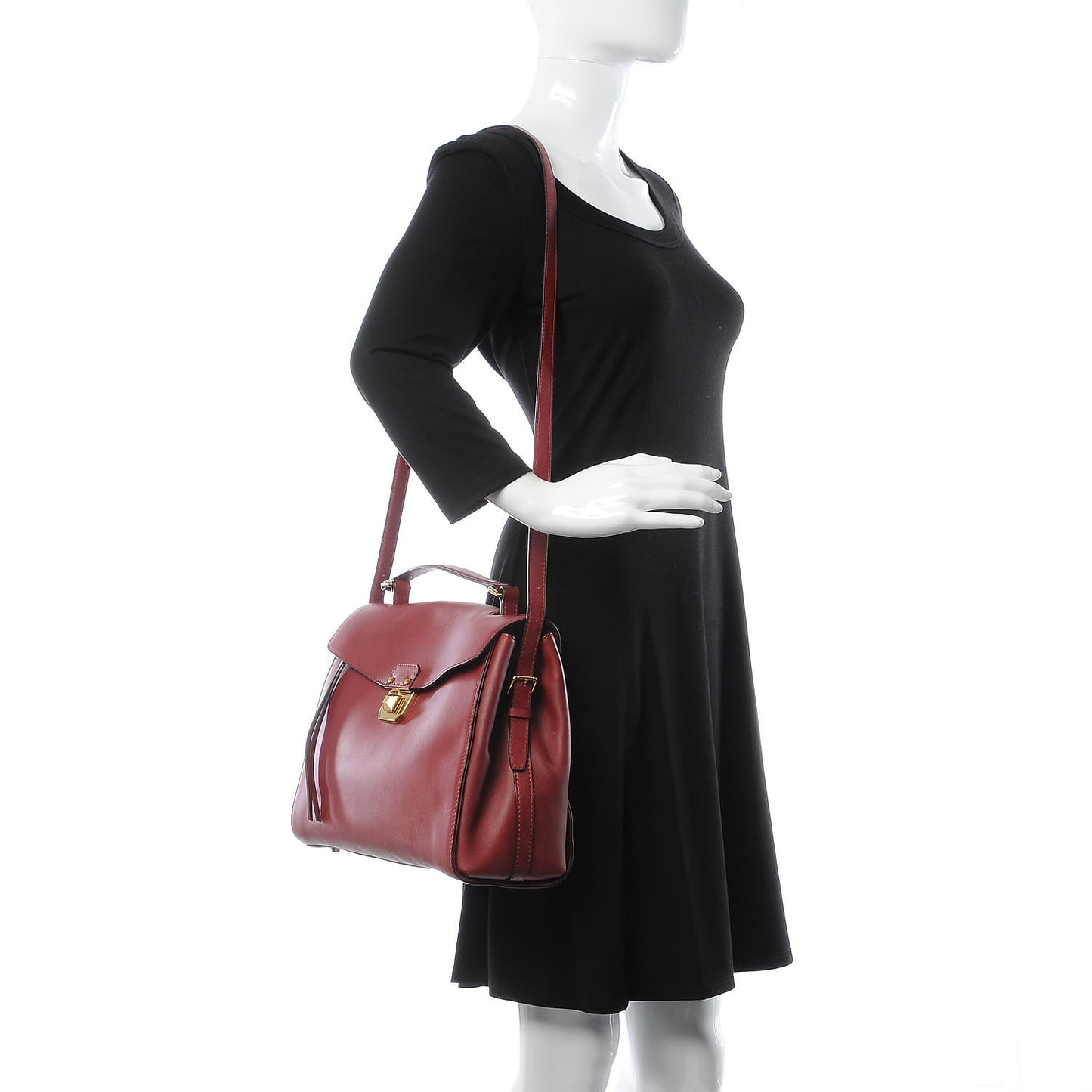 Calfskin Top Handle Satchel Red