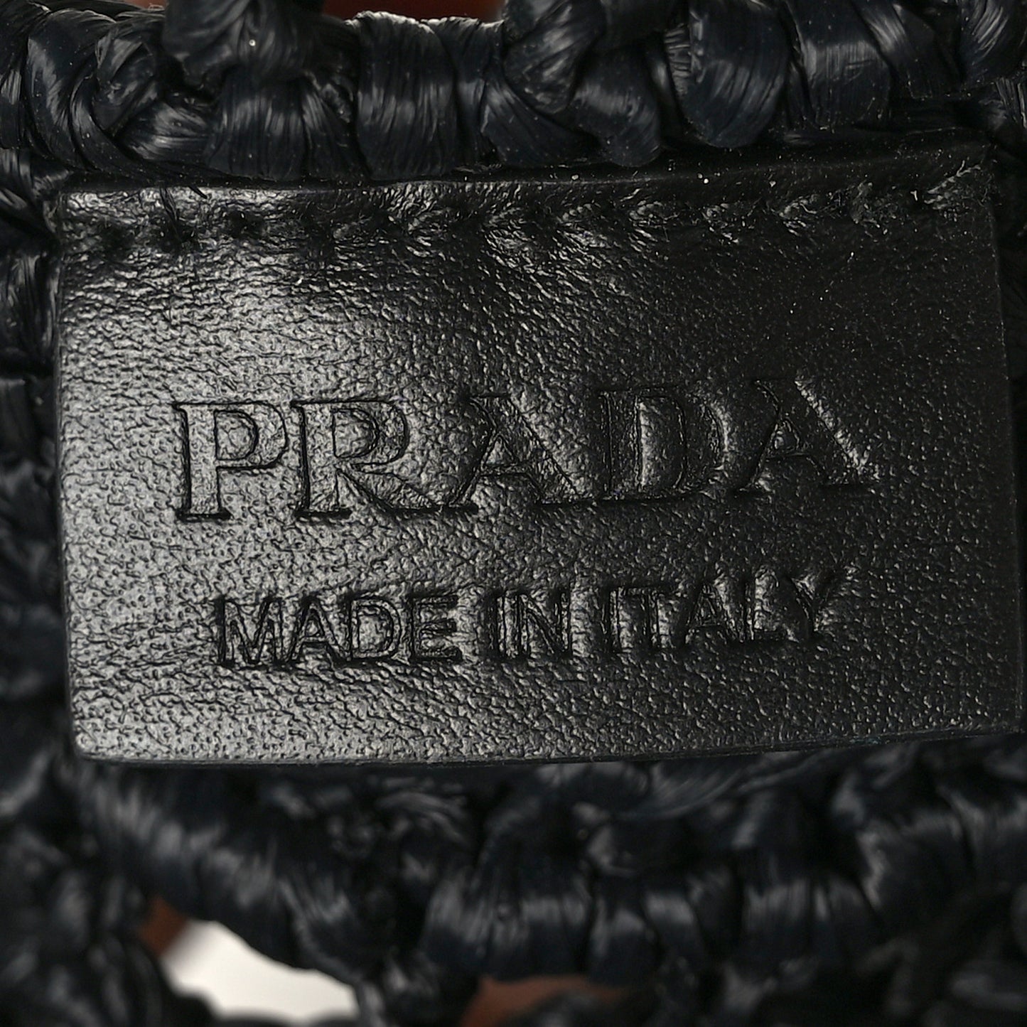 Yarn Raffia Effect Crochet Logo Embroidered Tote Bag Black