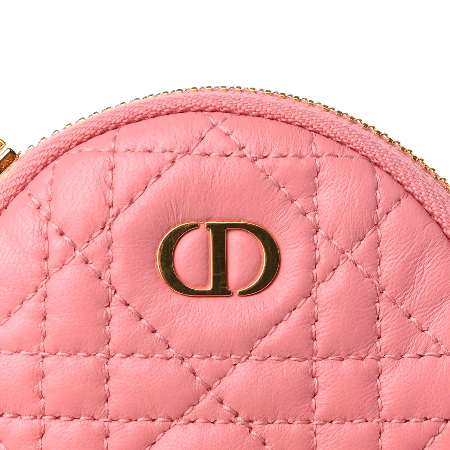 Lambskin Mini Cannage Round Caro Crossbody Pouch Peach Blossom Pink