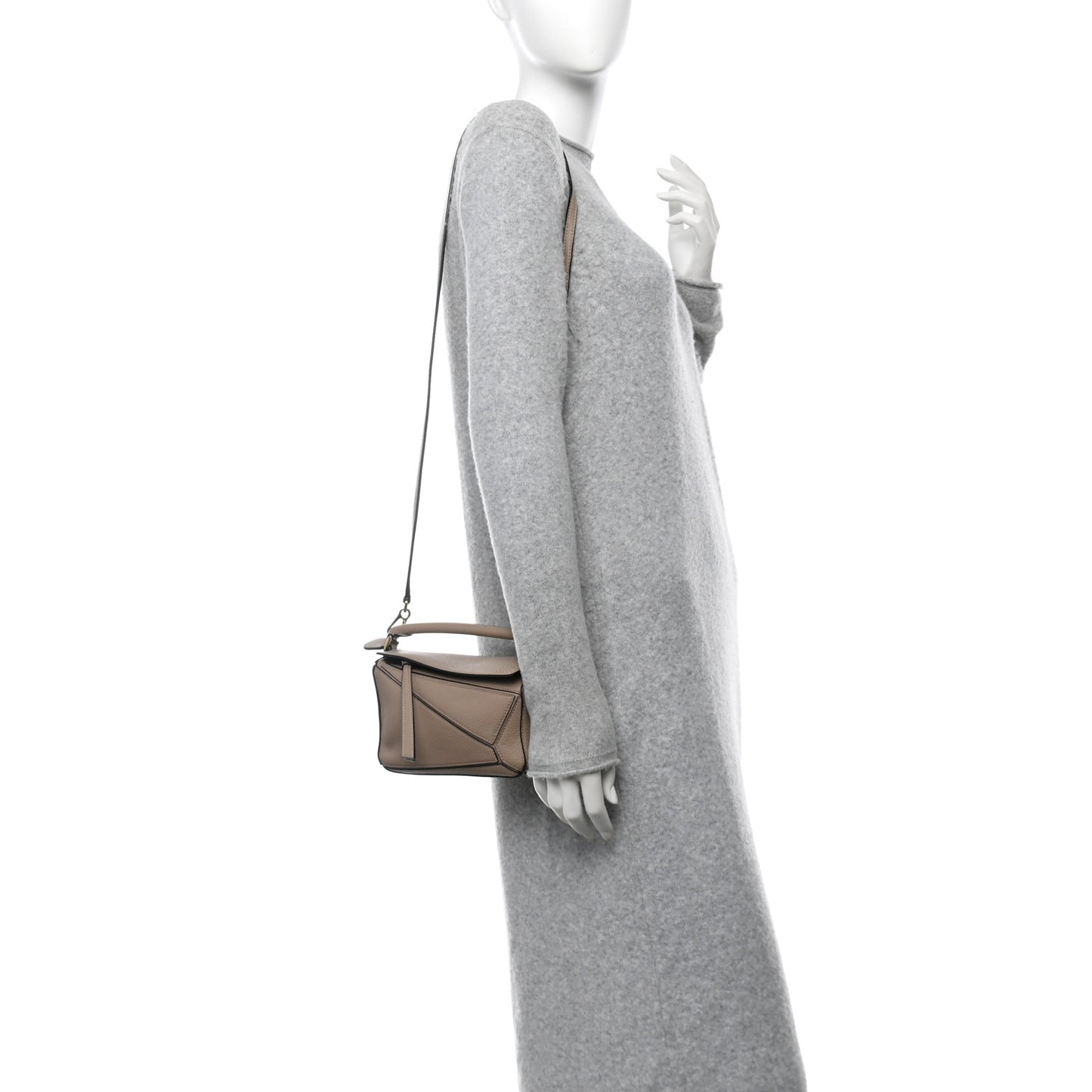 Grained Calfskin Mini Puzzle Bag Sand