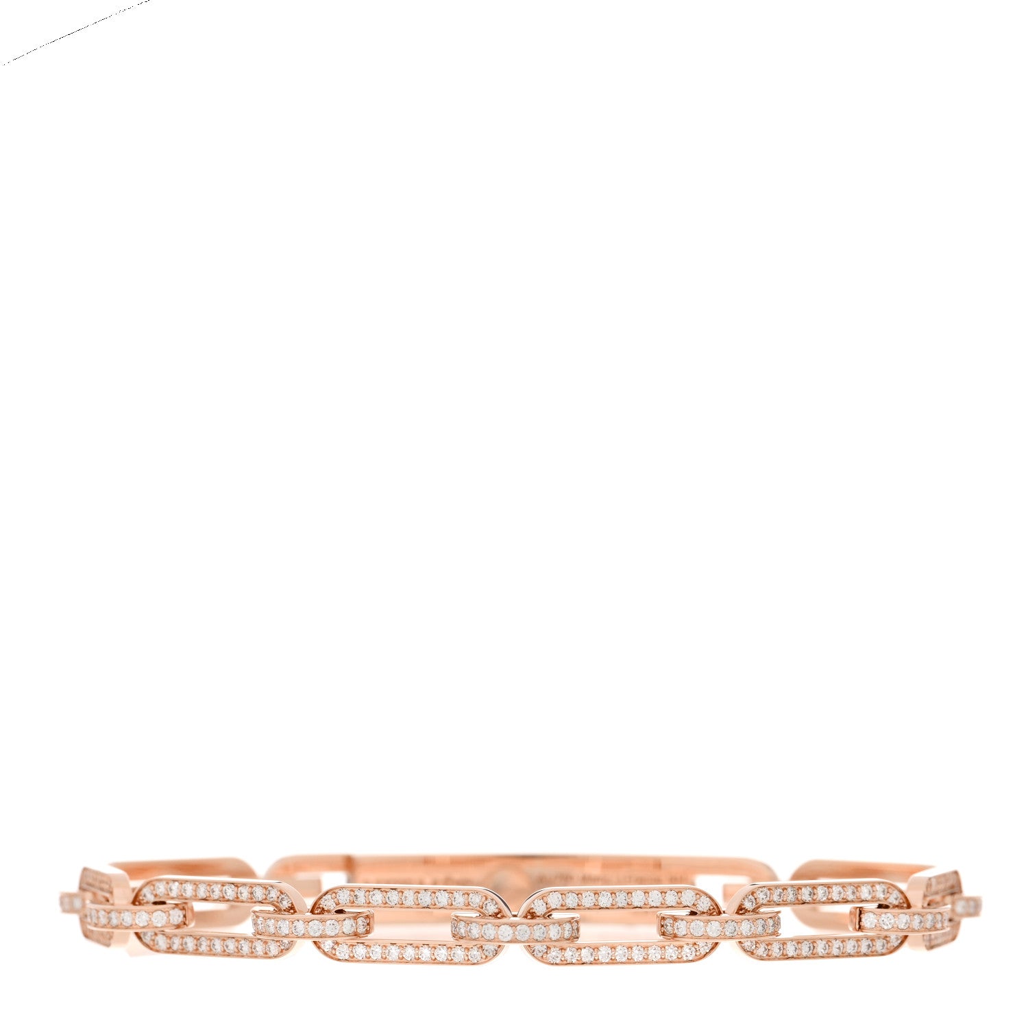 Hermes 18K Rose Gold Diamond Full Pave PM Kelly Chaine Bracelet SH 2 of 4