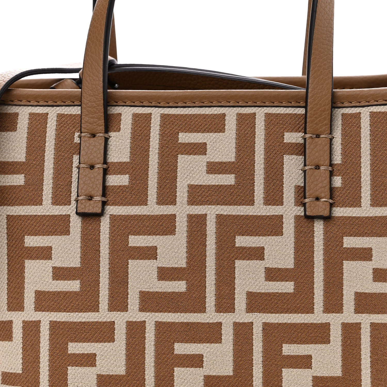 Fendi Fabric Calfskin FF Mini Roll Tote Beige Sand 11 of 12