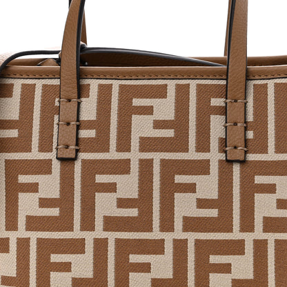 Fendi Fabric Calfskin FF Mini Roll Tote Beige Sand 11 of 12