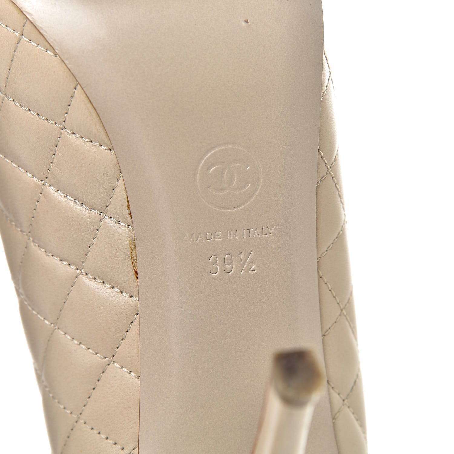Chanel Calfskin Quilted Escarpins CC Pumps 39.5 Beige 9 of 12