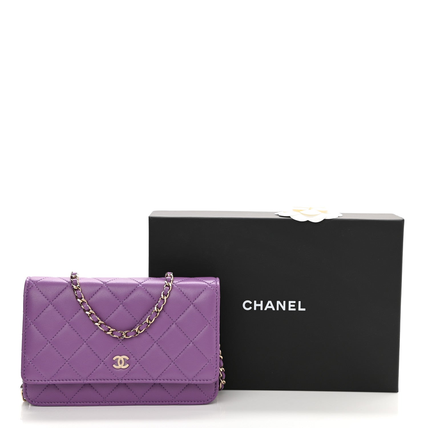 Chanel Lambskin Quilted Wallet On Chain WOC Purple 11 of 11