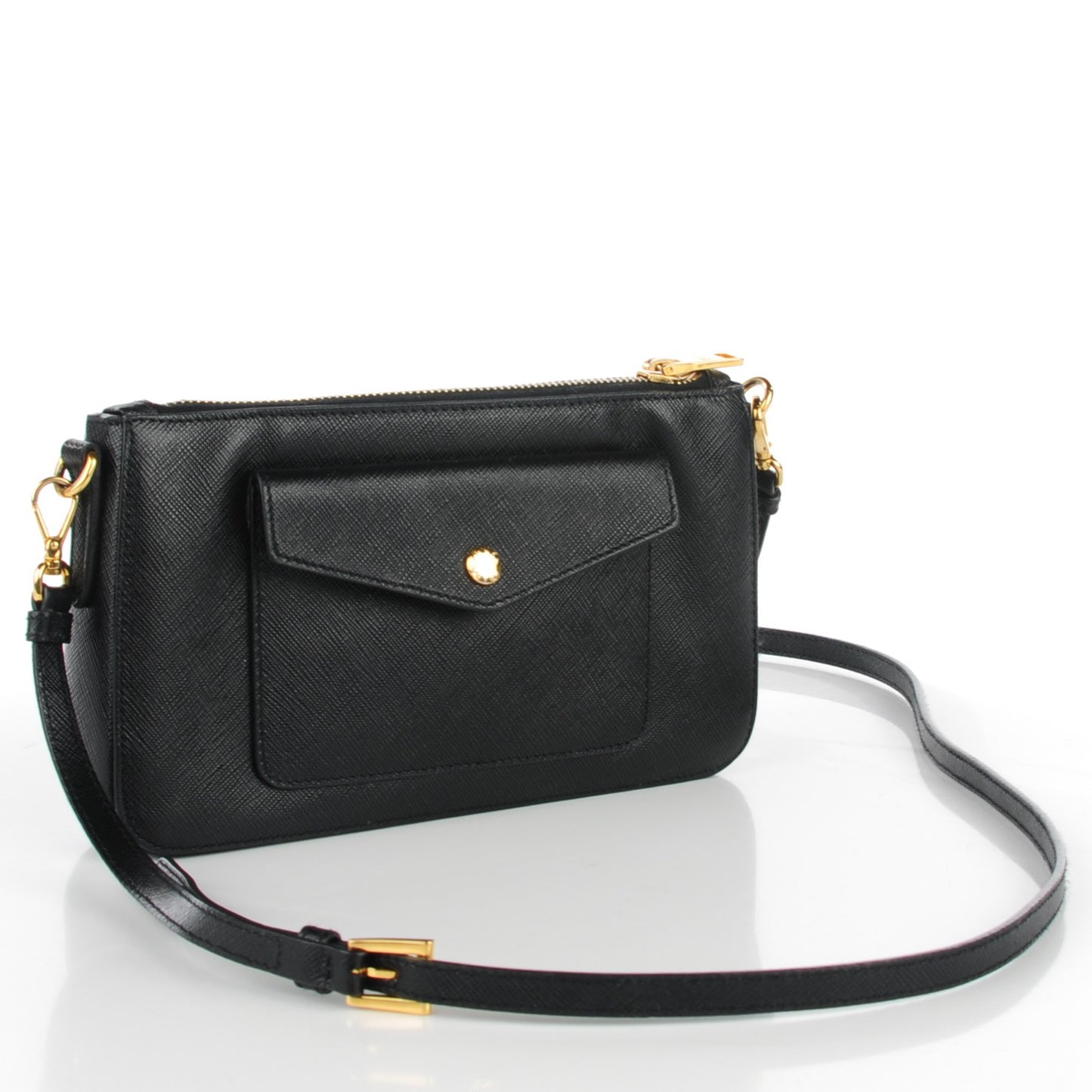 Saffiano Zip Crossbody Bag Nero Black