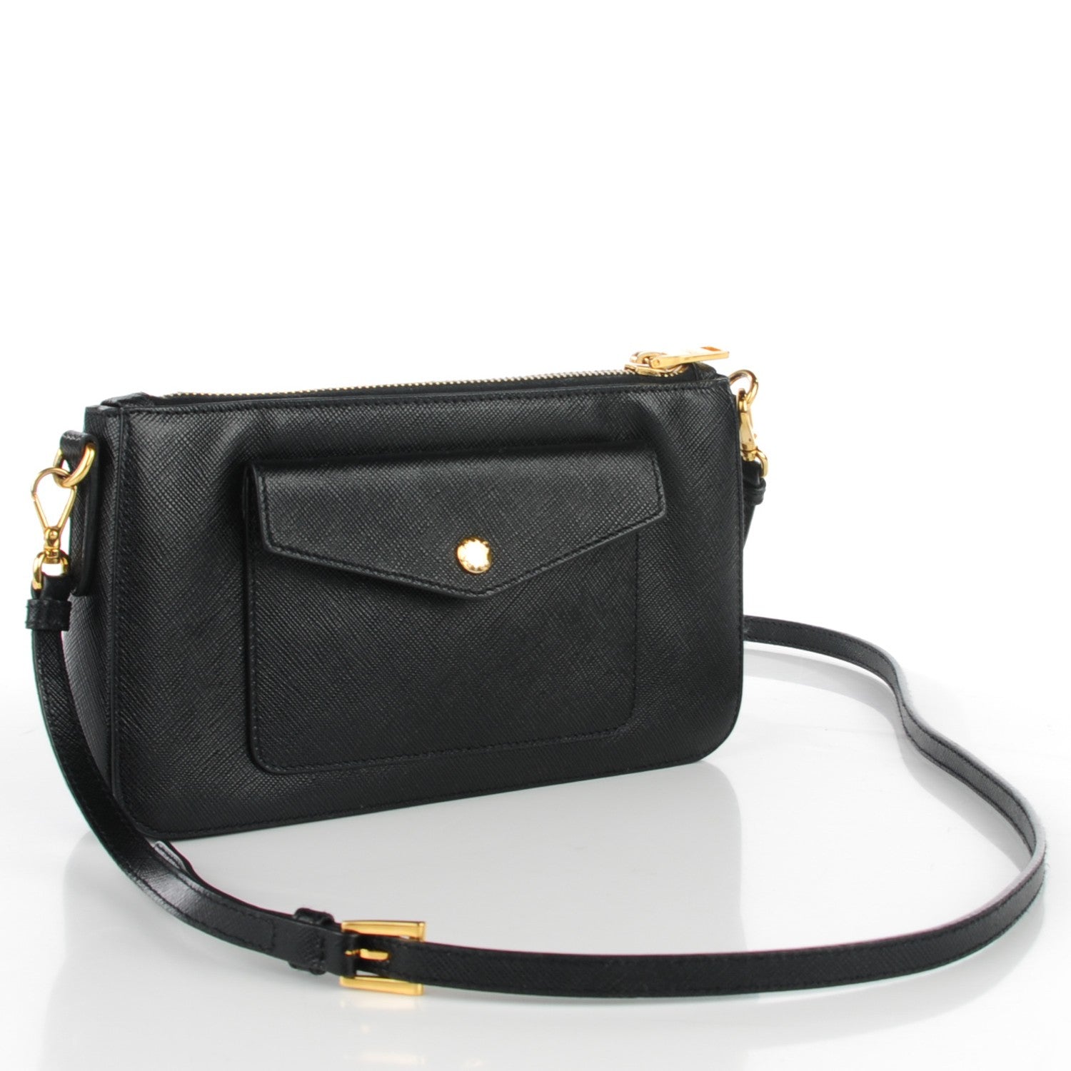 Prada Saffiano Zip Crossbody Bag Nero Black 3 of 9