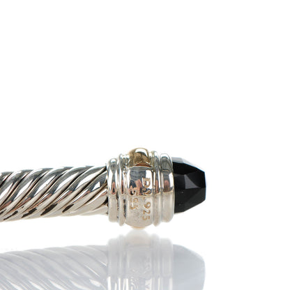 David Yurman Sterling Silver 14K Yellow Gold Black Onyx 5mm Cable Classics Bracelet 4 of 6