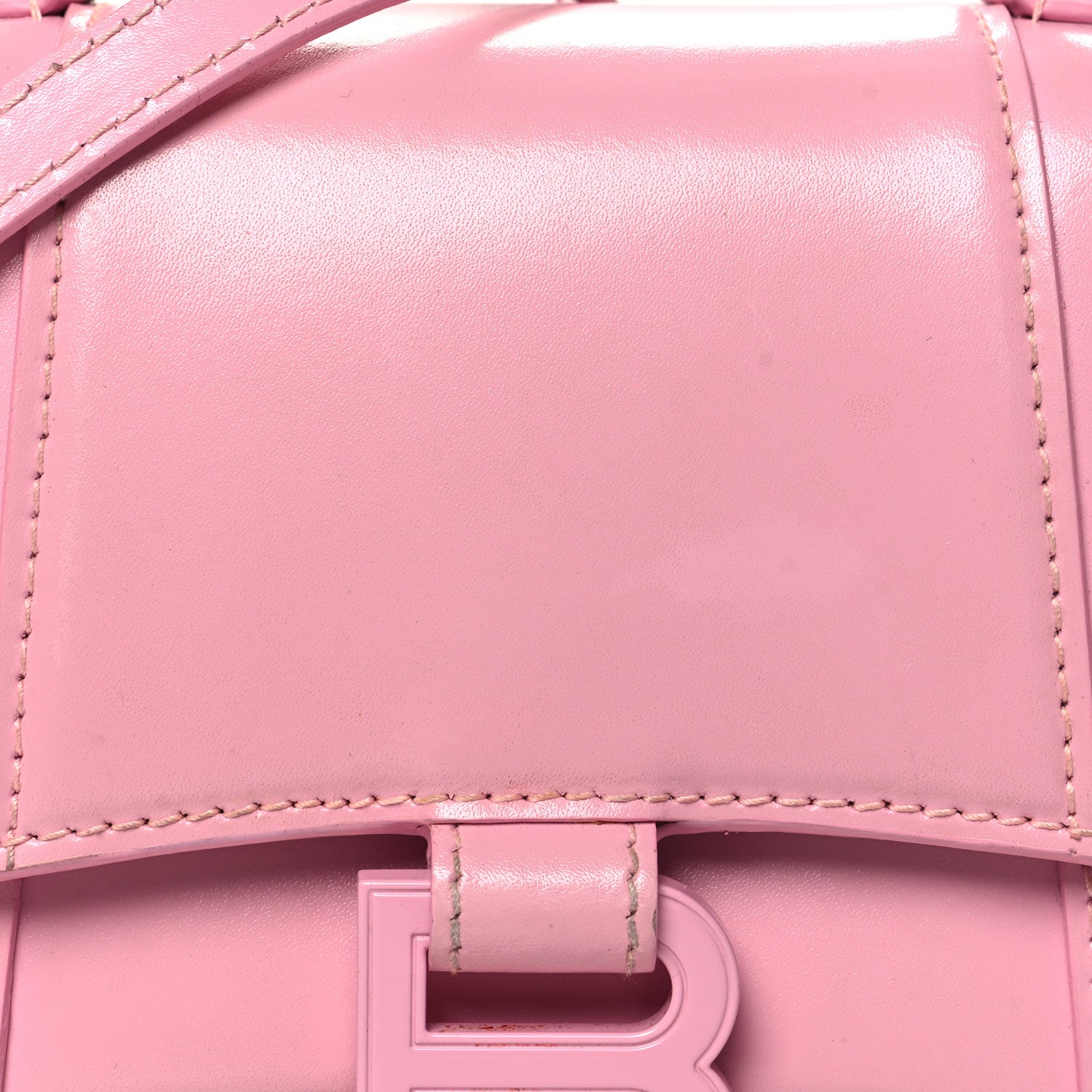 Balenciaga Shiny Box Calfskin Tonal B Hourglass Top Handle Bag XS Candy Pink 7 of 14