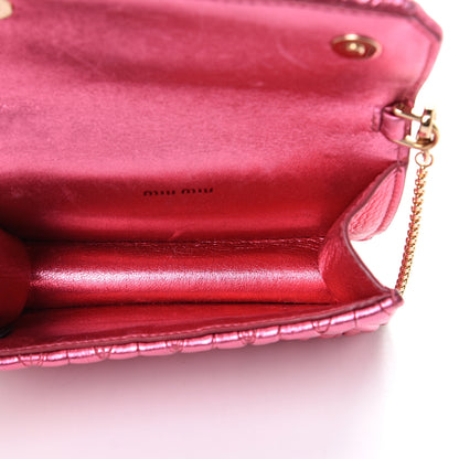 Miu Miu Metallic Nappa Matelasse Crystal Embellished Lady Crossbody Pink 4 of 12