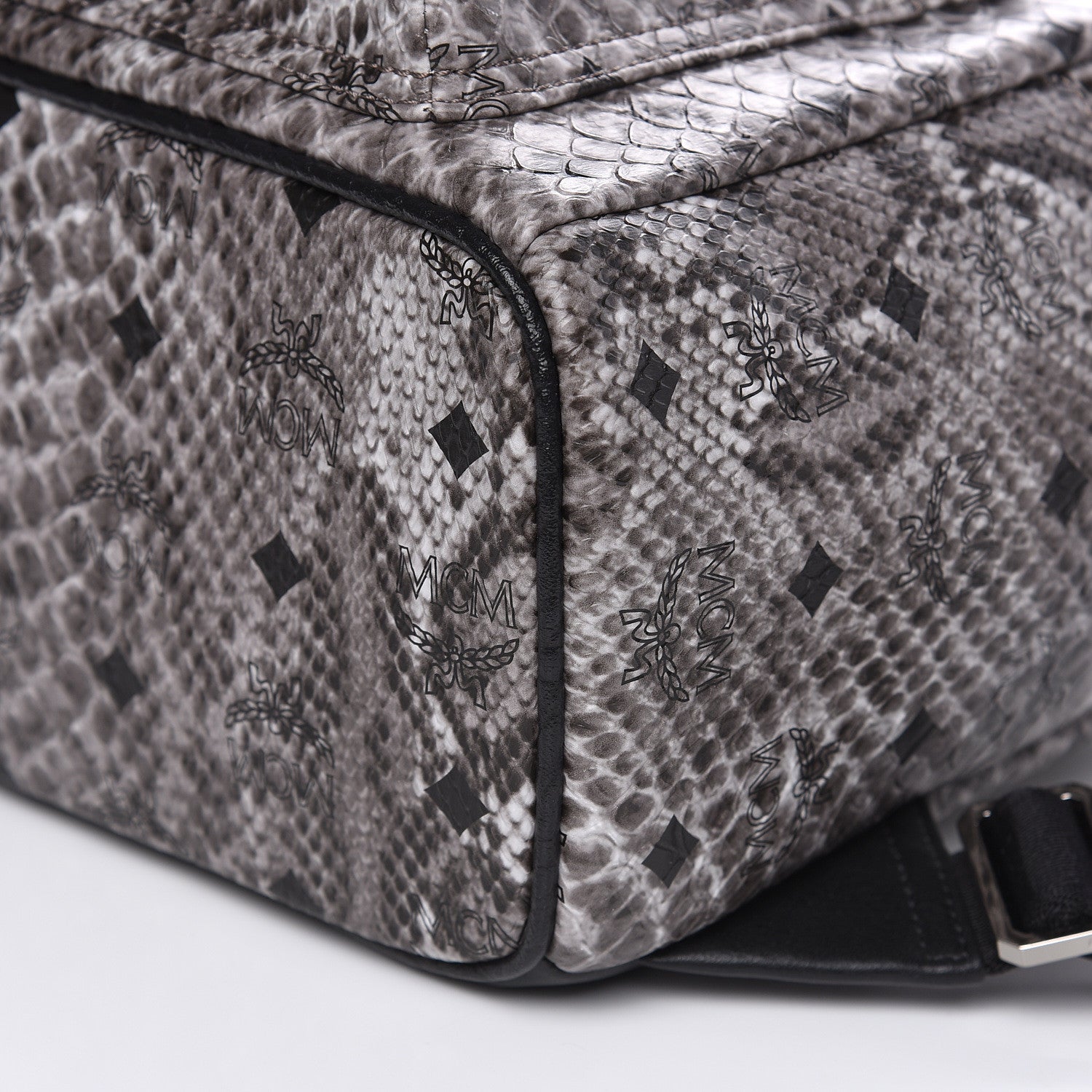 MCM Visetos Snakeskin Printed Small Stark Backpack Light Grey 9 of 9
