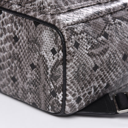 MCM Visetos Snakeskin Printed Small Stark Backpack Light Grey 9 of 9