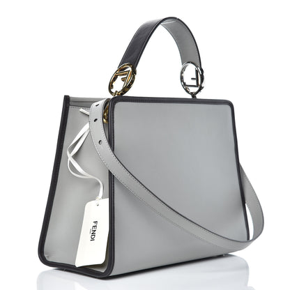 Fendi Vitello Century Opaco F is Fendi Bi-Color Small Runaway Satchel Ghiaccio Ebano 3 of 9