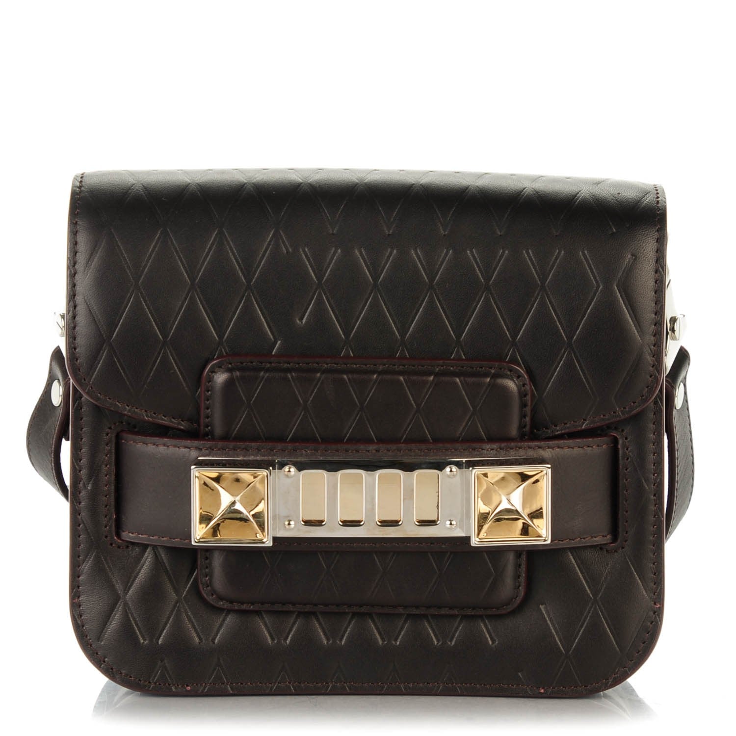 Proenza Schouler Diamond Calfskin Embossed Tiny PS11 Classic Shoulder Bag Brown 1 of 6